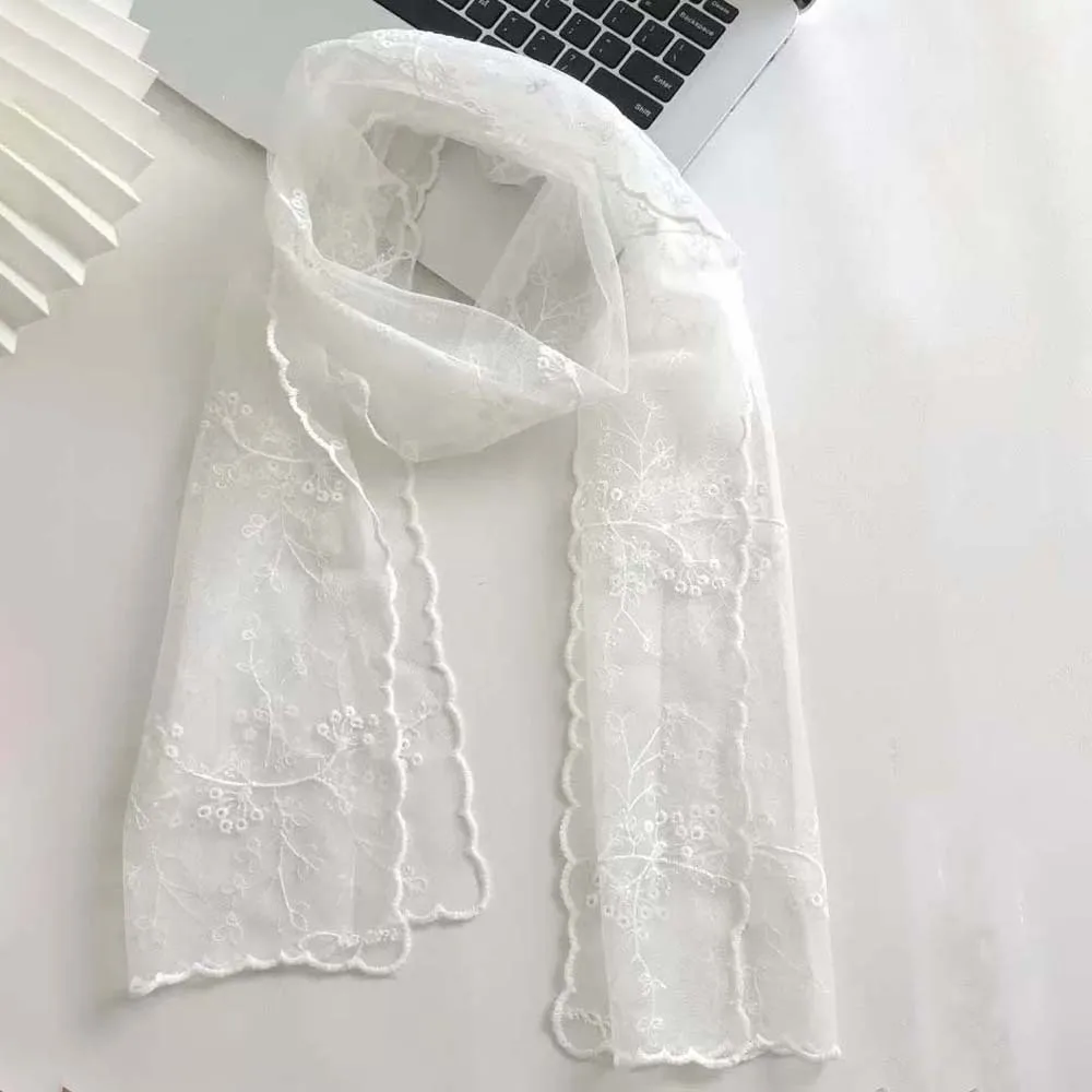 

Модный дышащий весенний шелковый шарф, шелковый быстросохнущий кружевной тонкий платок из полиэстера, легкий длинный шарф-хиджаб, летний