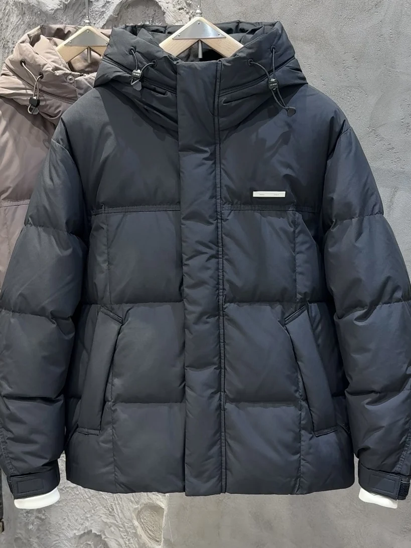 

Мужская утепленная куртка с капюшоном на 90% пуху, повседневная теплая верхняя одежда из полиэфирного волокна, на молнии, свободного кроя, зимнее пальто