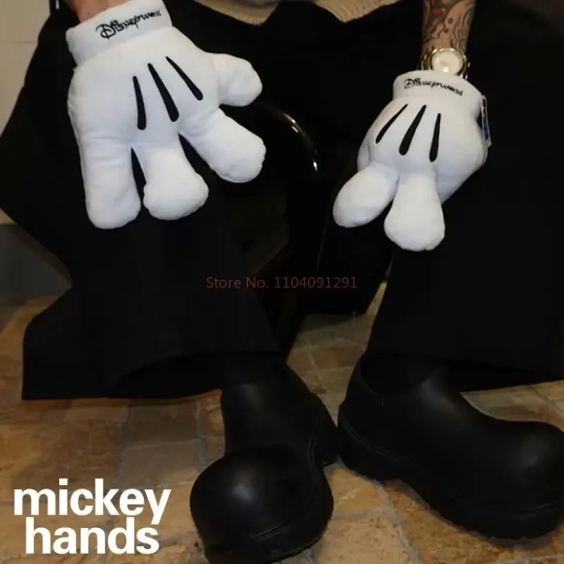 Disney-guantes de peluche de mickey mouse, guantes divertidos de pata grande, Cosplay de Mickey, guantes blancos, accesorios de muñeca de rendimiento, juguetes, regalos