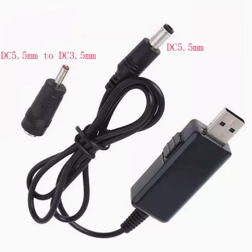 Router Booster Cable USB DC5.5/3.5mm for 5V to 9V 12V Optical Cat Power Cord Power Outage Without Networking Send Adaptor 0.8m