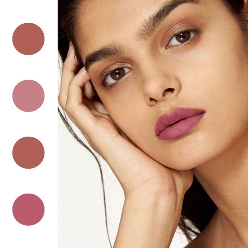 مجموعة من 4 أحمر شفاه رفيع ملمع شفاه صلب غير لامع/مستحضرات تجميل مرطبة هدية للفتيات والنساء 1.5 جرام * 4 مستحضرات تجميل مكياج