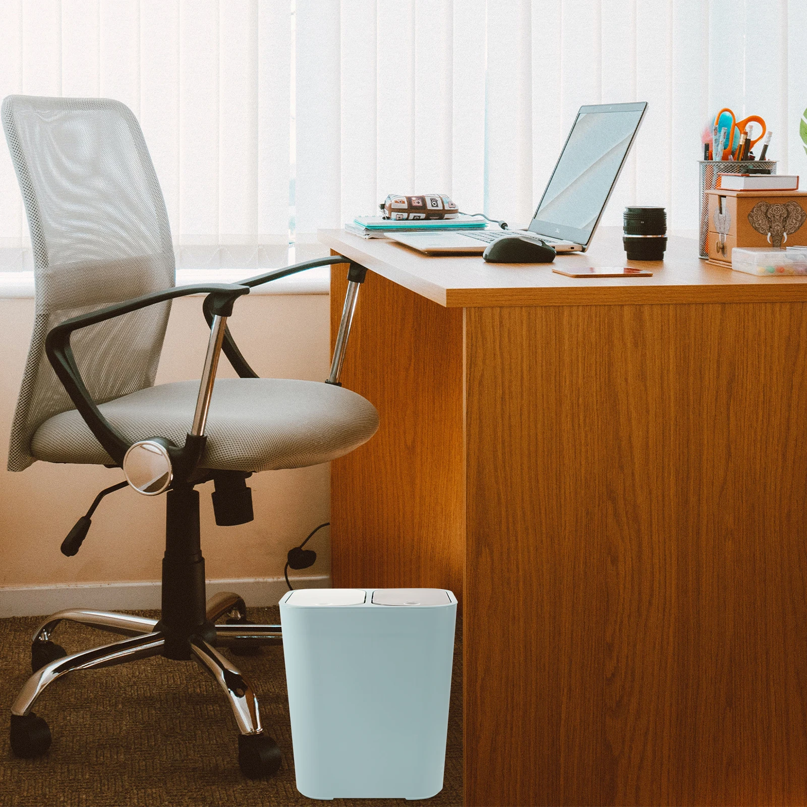 

1PC Grey Dry Wet Separation Trash Can Kitchen Bathroom Household Garbage Bin Reusable Plastic Waste Container Lid