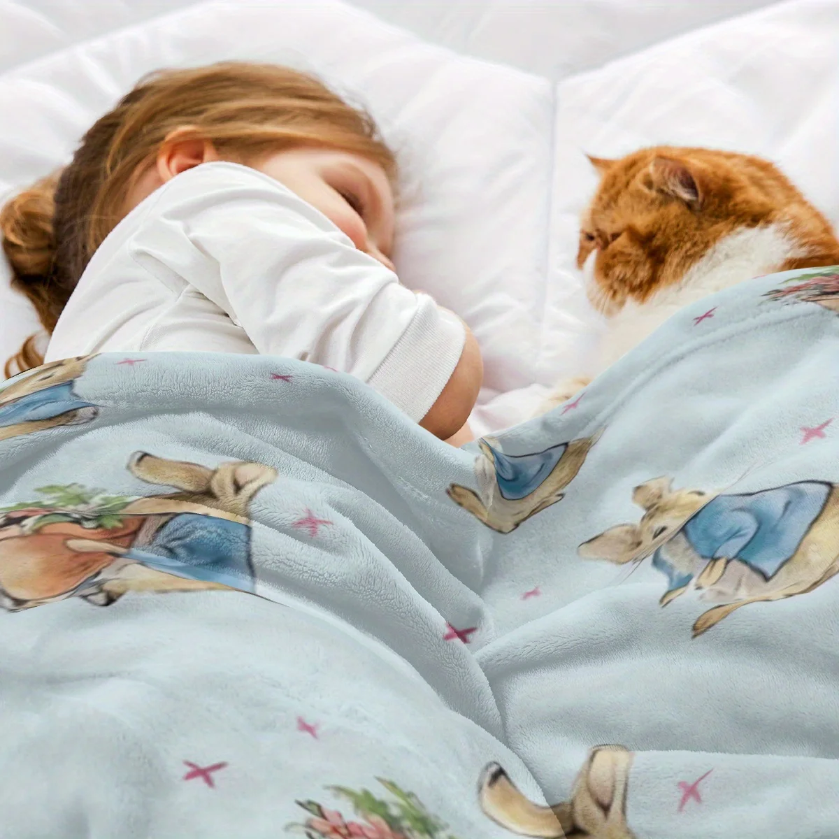 Customize The Tale of Peter Rabbit Blanket Flange Textile Decor Portable Super Soft Throw Blankets for Home Office Plush Thin Qu