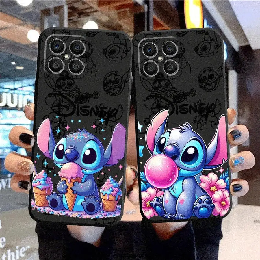 Disney Lilo Stitch Cute Case For Honor X8a X8 90 X9a 8X 70 X9 X6 Magic5 Pro P40 Pro Black Soft Phone Funda