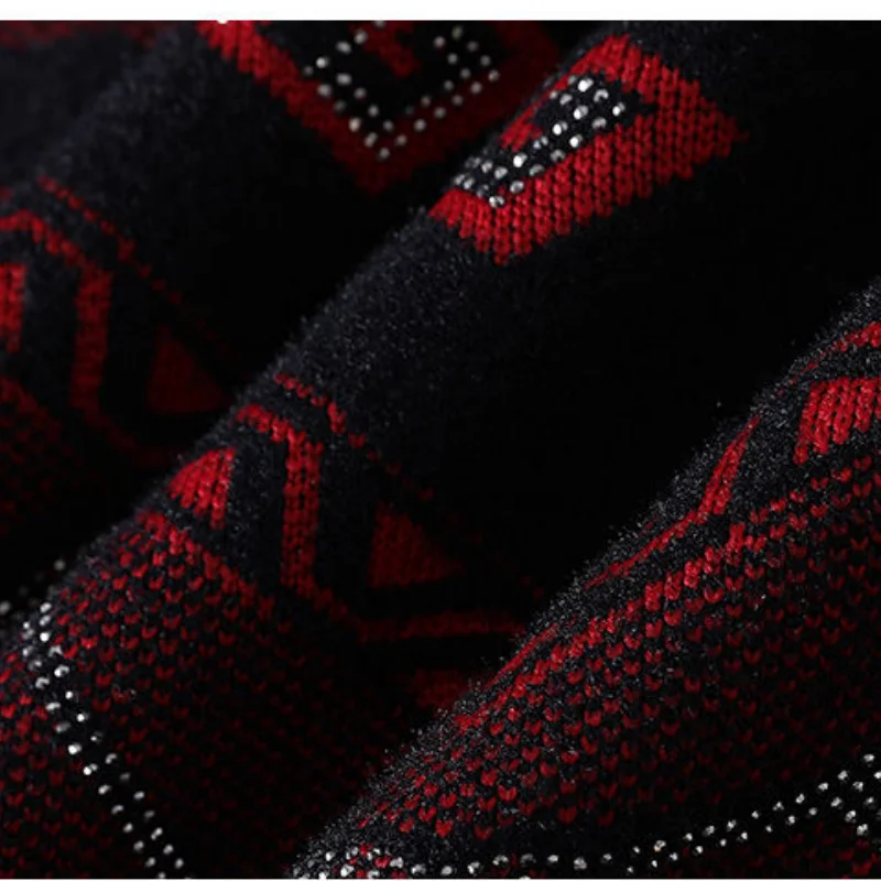 Men's Designer Original Jacquard Half-Zip High Neck Knit Sweater Soft Warm Anti-Pilling Vintage Ethnic Pattern Autumn Winter