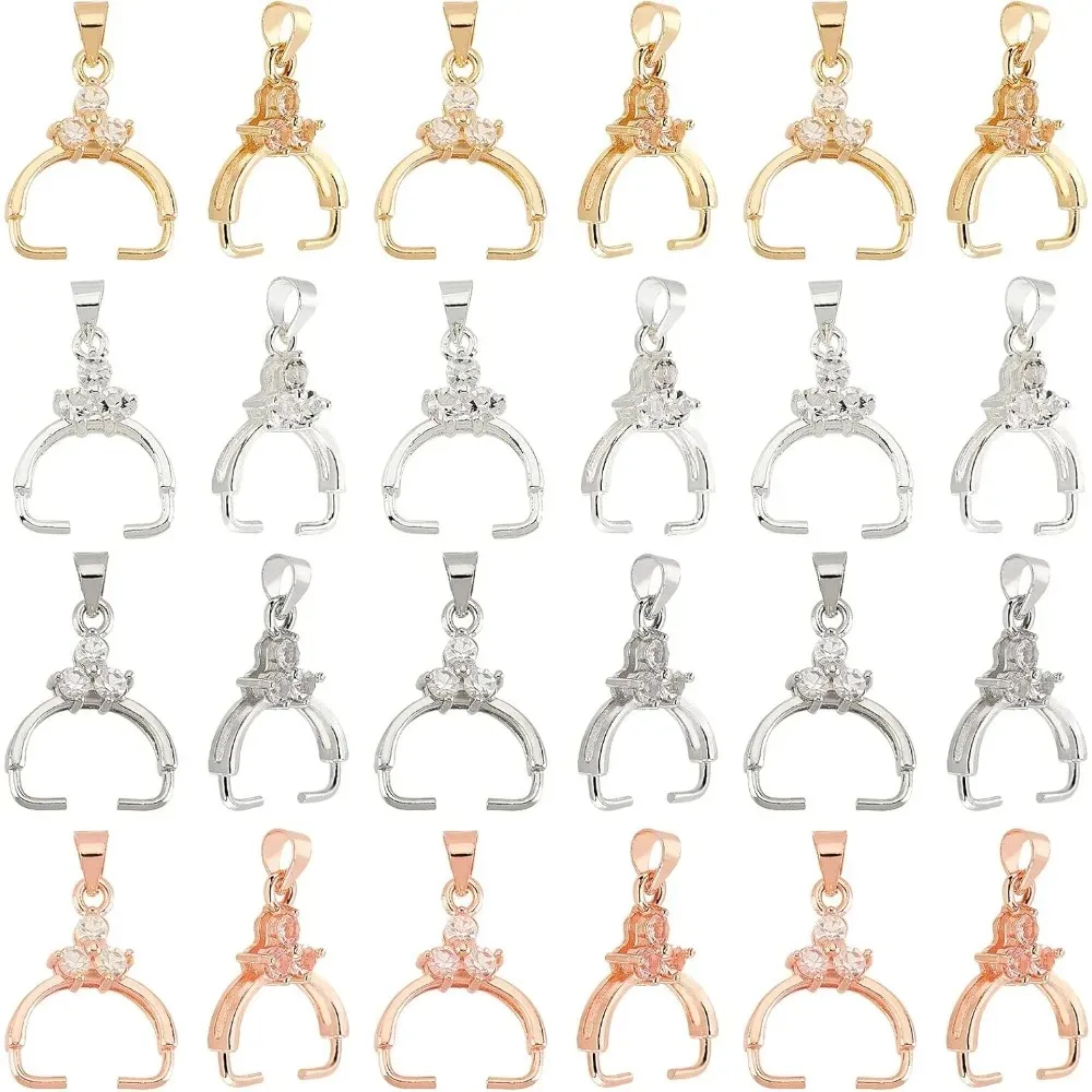 

14K Snap On Bails, 24 шт., 4 цвета, латунный зажим, застежка-застежка, подвеска, застежки для ювелирных изделий со стеклом для изготовления комплекта