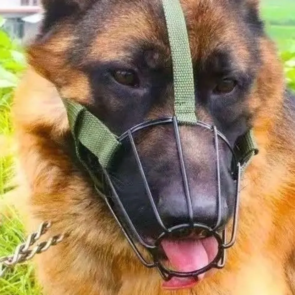 Прочная дышащая металлическая намордник для собак с защитой от укусов, регулируемая металлическая маска для собак с защитой от укусов, термостойкая антикоровая крышка для рта собаки, бульдог