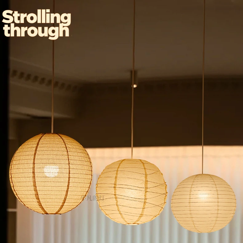 

Linen ball chandelier, simple Danish-style tea room, B&B, dining room, paper lanterns, wabi-sabi style Japanese lamps