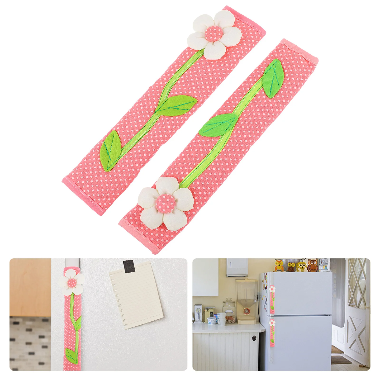 

2pcs Refrigerator Handle Covers Washable Kitchen Appliance Protector For Fridge Oven Freezer Door Oil Waterproof