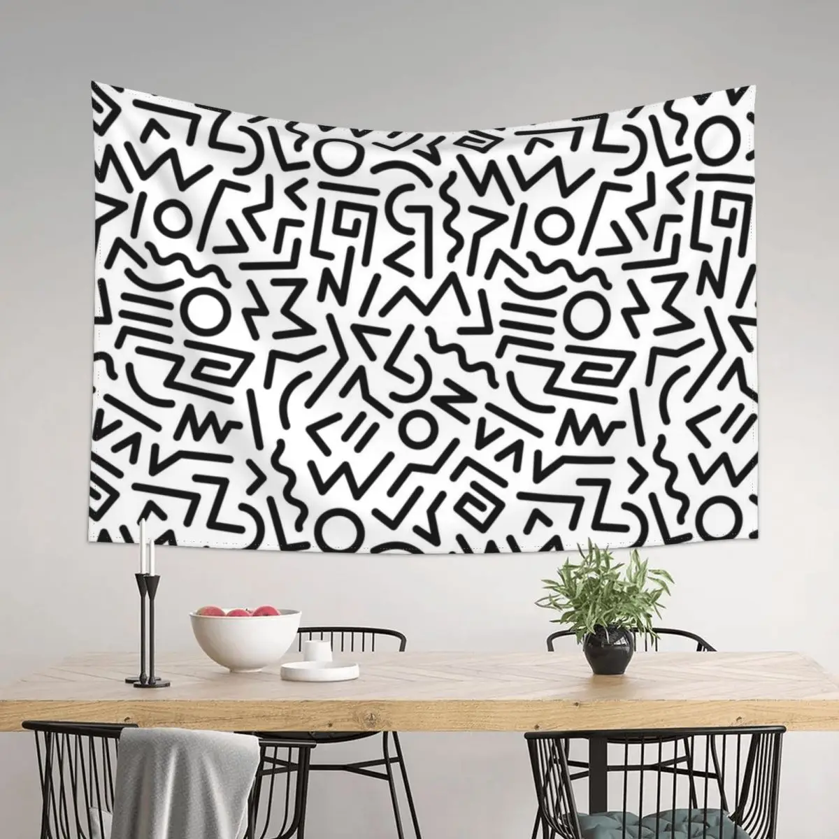 

Memphis Pattern Black and White Tapestry Wall Tapestries Mushroom Wall Coverings Tapestry