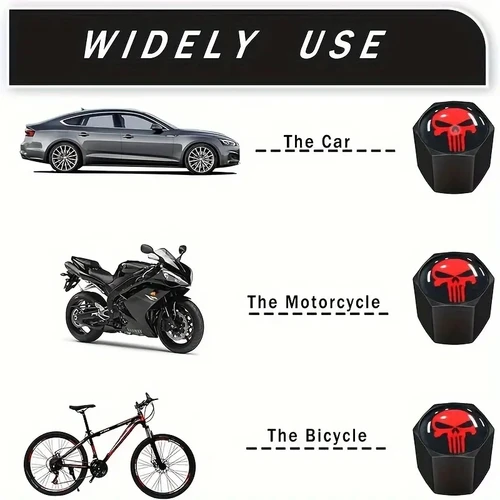 Imagen 2 del producto Tapa de válvula de neumático, accesorio de modificación personalizada, negro, Calavera, suministros para automóviles