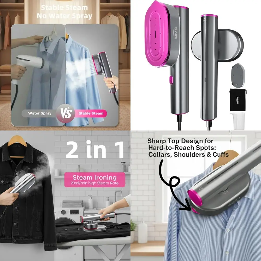 

Портативный ручной отпариватель и утюг 1200 Вт, быстрый нагрев, керамическая панель, идеально подходит для дома, путешествий, бизнеса (красный)