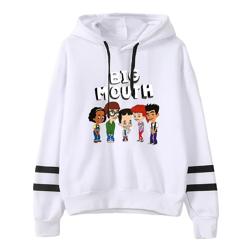 Big Mouth Hoodie Unisex Pocketless Sleeve Sweatshirt Women Men's Outwear Harajuku Streetwear American Cartoon Clothes