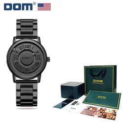 DOM-reloj con puntero de desplazamiento para hombre, cronógrafo de fuerza magnética, creativo, a la moda, tendencia, resistente al agua, nueva personalidad, M-1345