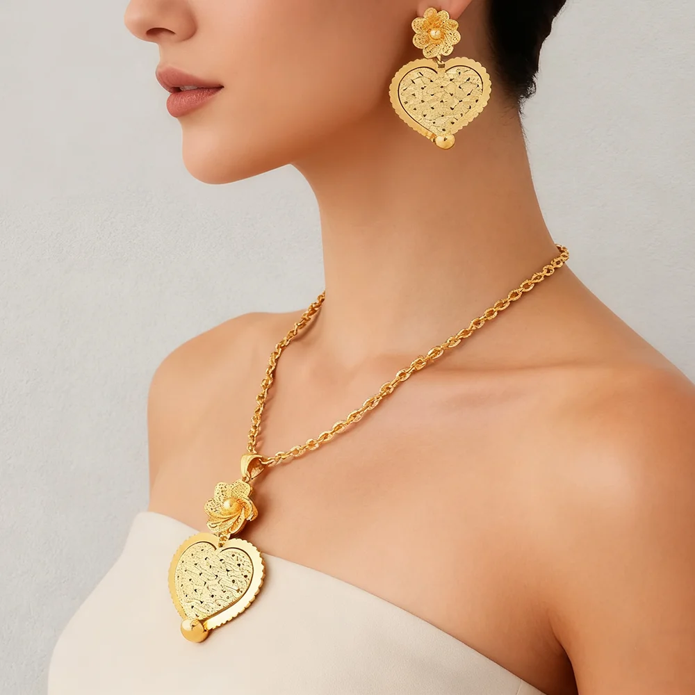 

women Fashion 316L stainless steel Gold Plated stainless steel jewelry set Personality Simple necklaces earrings party gift