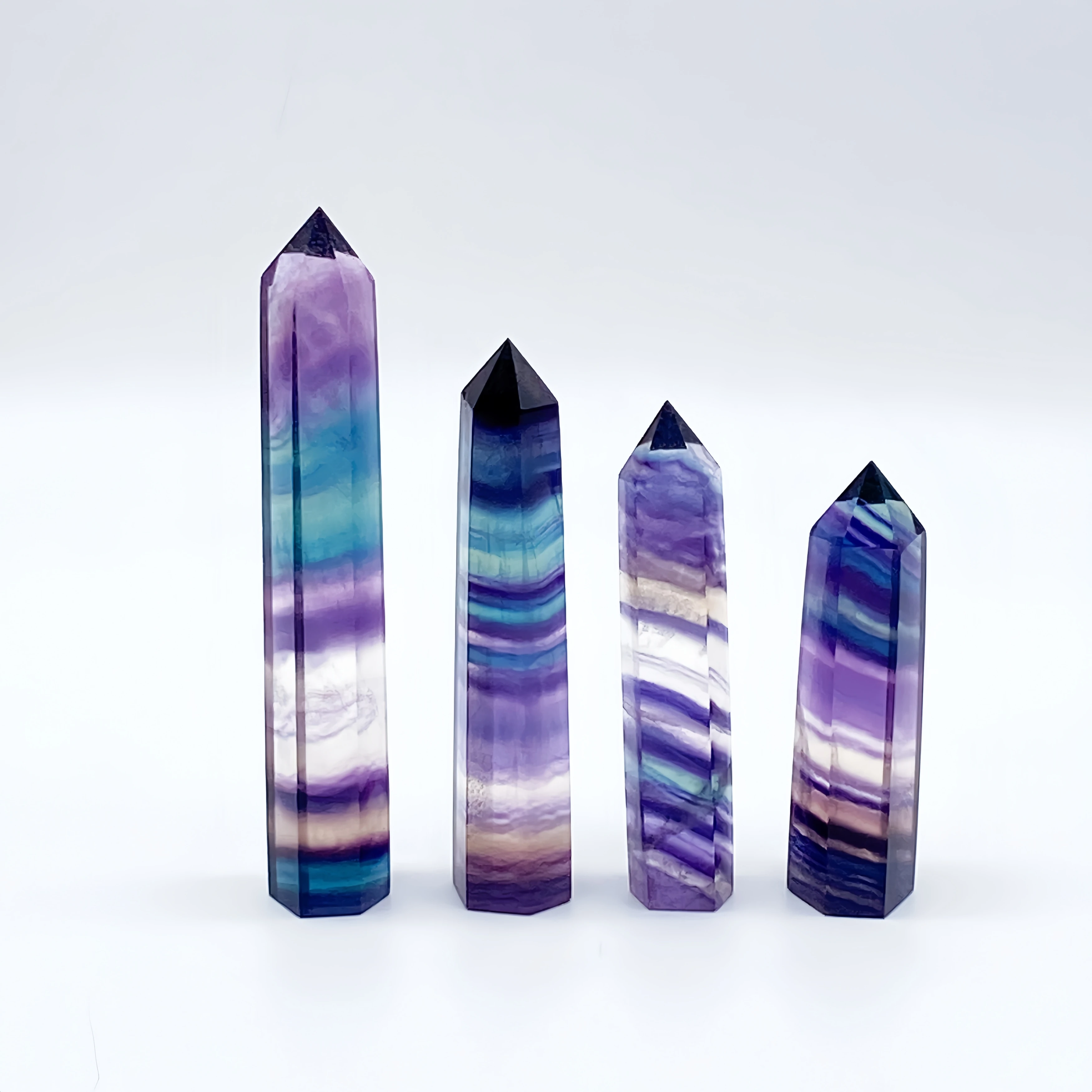 Natural Colorful Fluorite Tower Crystal Stone Quartz Point Mineral Witchcraft Healing Hexagonal Wand Home Decor Aquarium Gift
