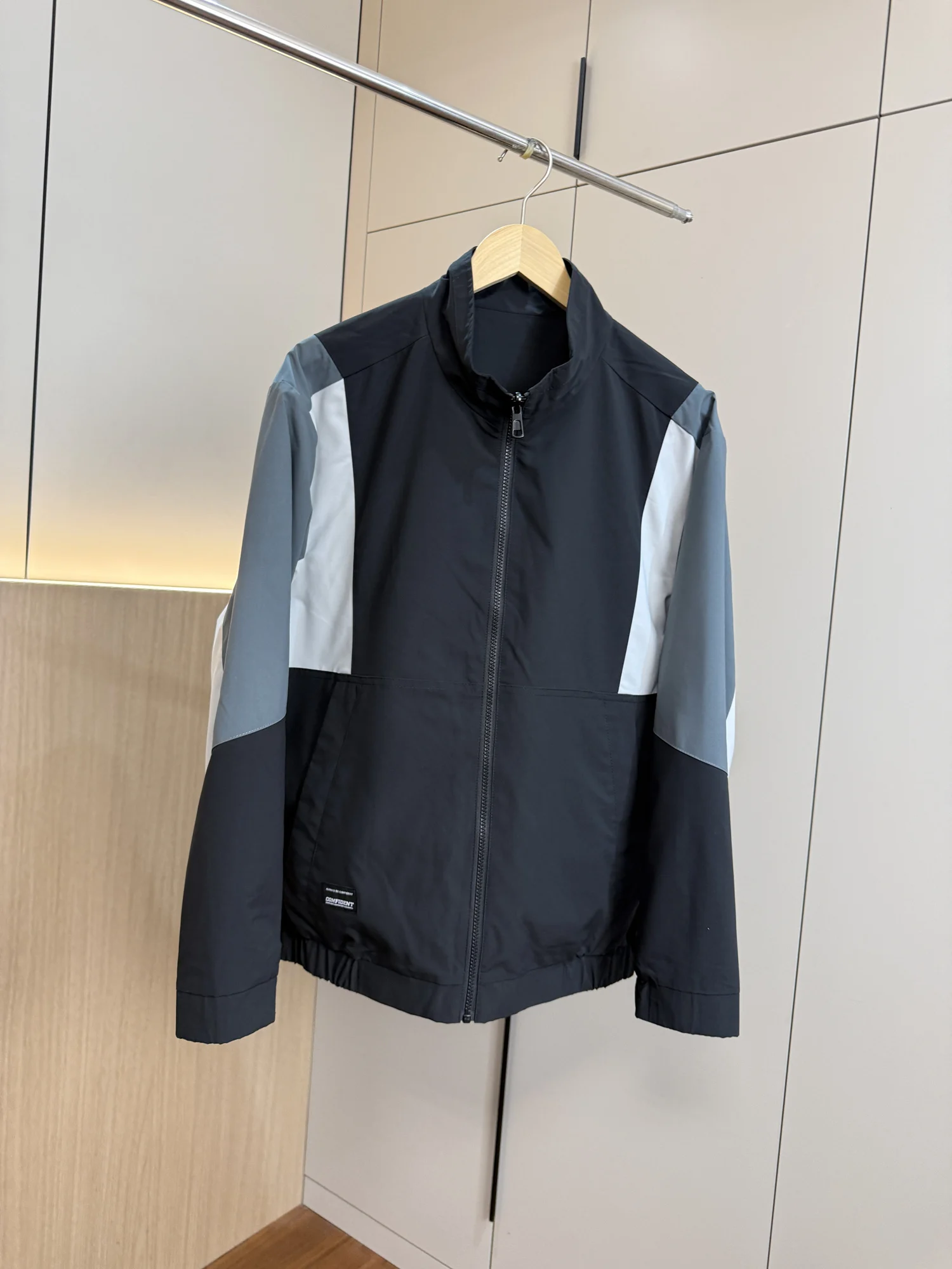 

H-Home молодежная модная весенне-осенняя мужская повседневная куртка контрастного цвета с воротником-стойкой, верхняя одежда из эластичной ткани, повседневная одежда