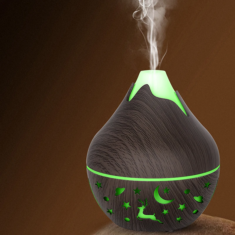 Mini USB Humidifier Wood Grain Aroma Diffuser 7 LED Color Humidifier Capacity Ultrasonic Air Humidifier Cool Mist for Home