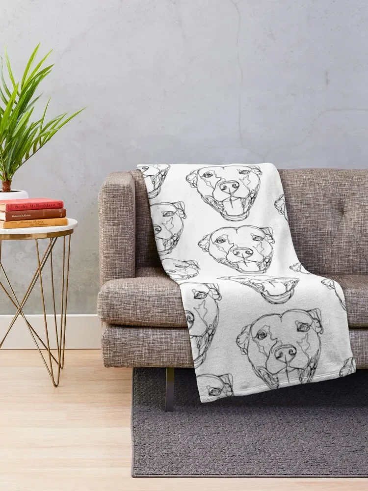 Line-work Staffy Throw Blanket Camping Shaggy Decorative Sofa Blankets