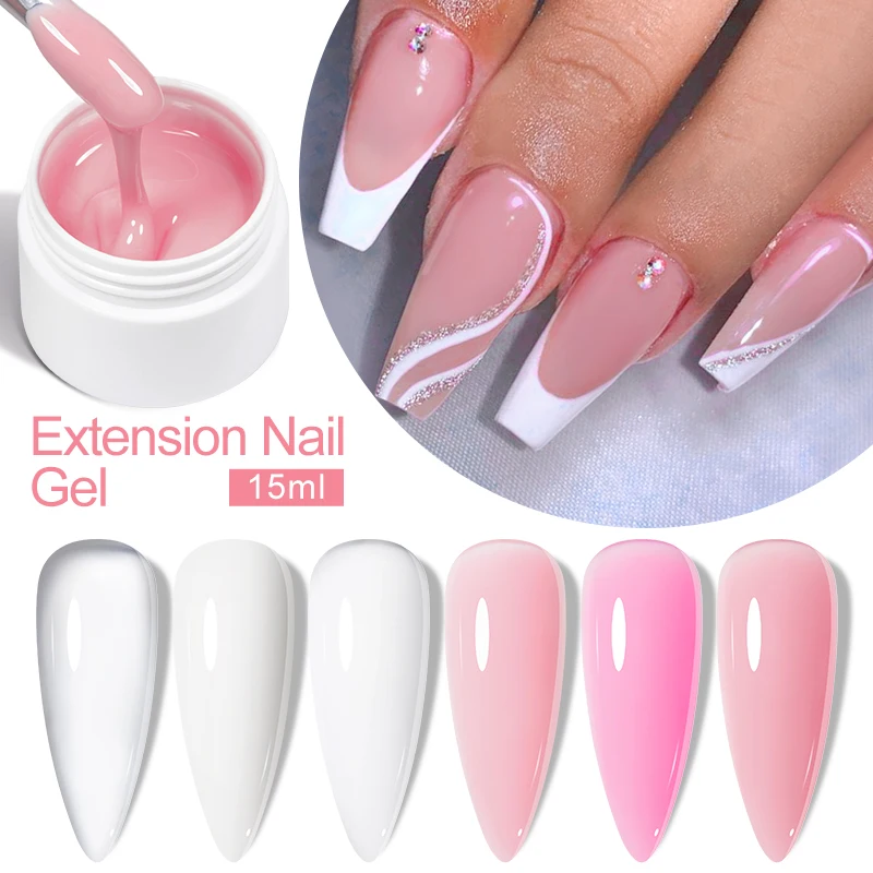 Mtssii Extension Nail Gel Jelly Pink Weiß Klares Hartes Gel 15ml Verlängerung UV Gel Für Nägel Finger Französische Nail Art Maniküre