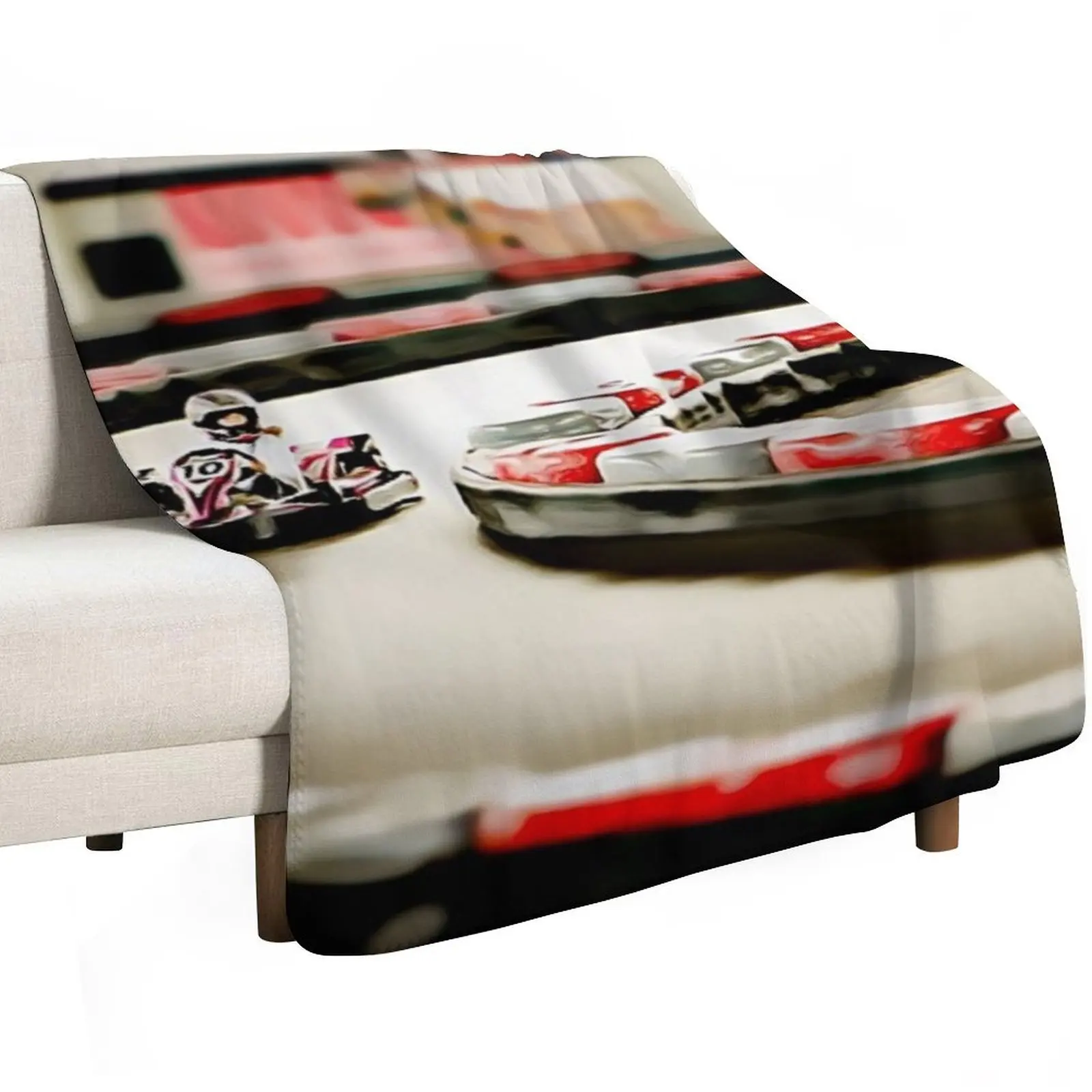 Go-kart ride in the indoor karting track DressMeUnique Throw Blanket Winter beds manga Single Flannel Fabric Blankets