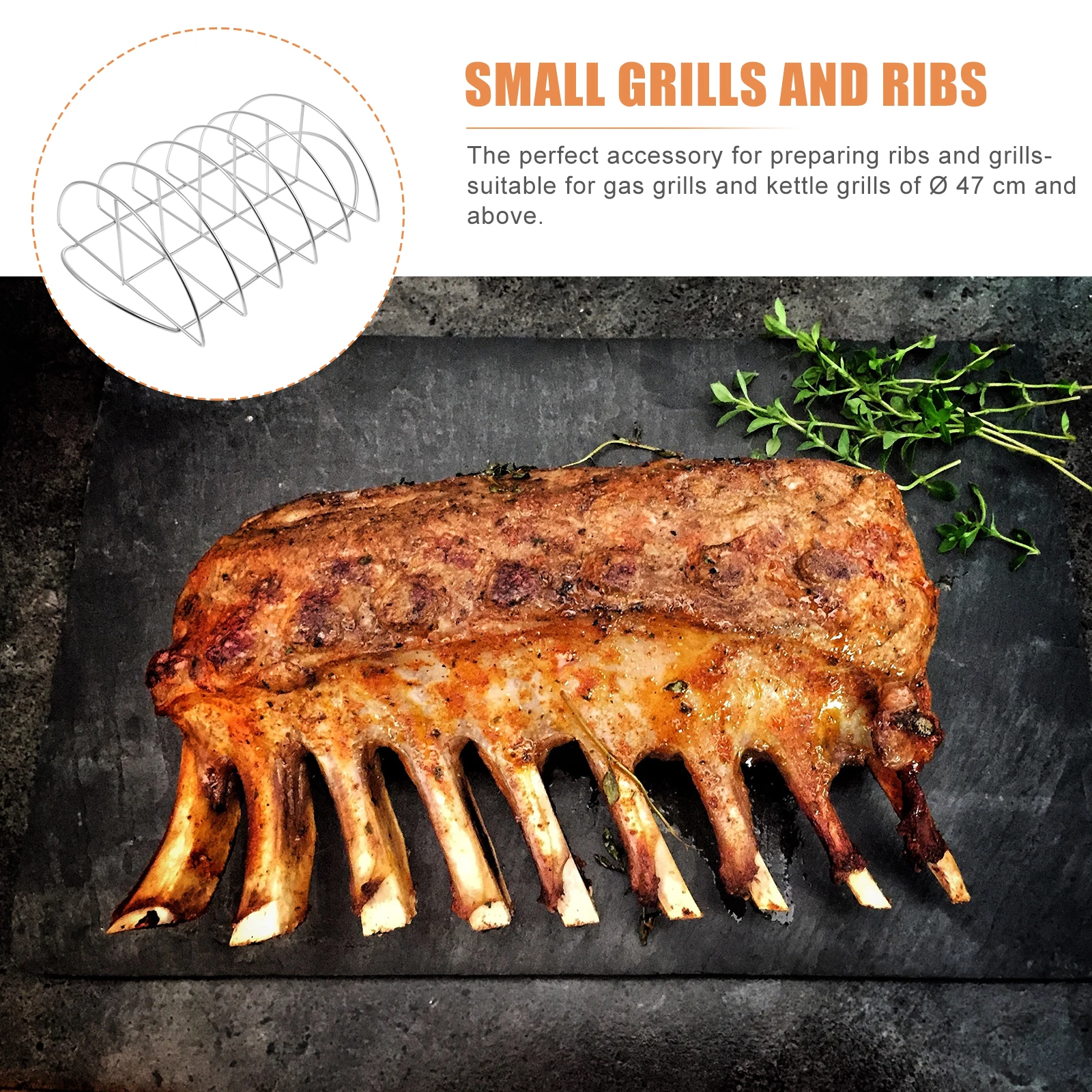 

1Pcs Portable Rib Grilling Shelf Bbq Rib Bracket Multi Scene Applicable Durable Barbecue Stand Stainless Steel Grilling Rack