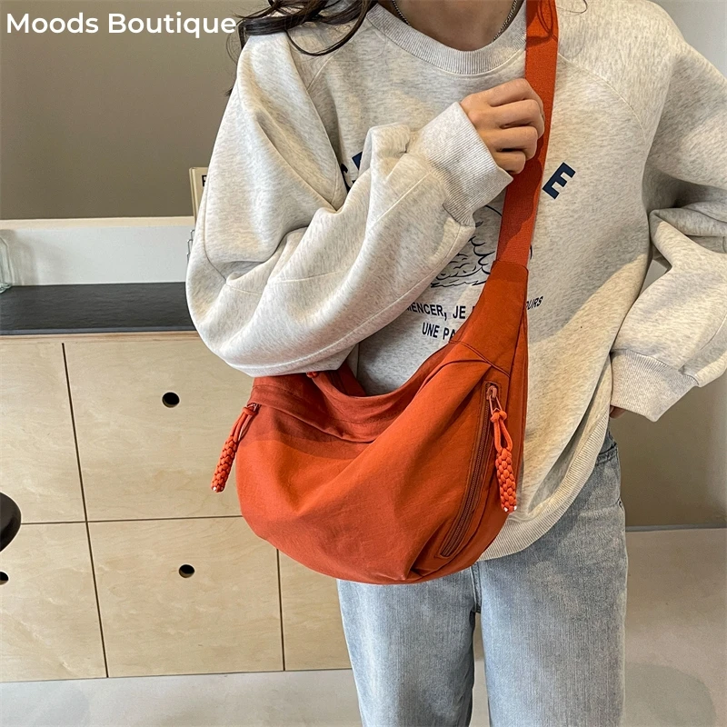 

Women Casual Crossbody Bags Nylon Fabric Multi Pockets Large Capacity Shoulder Hobo Bag 2024 Summer Latest Fashion Messenger Bag