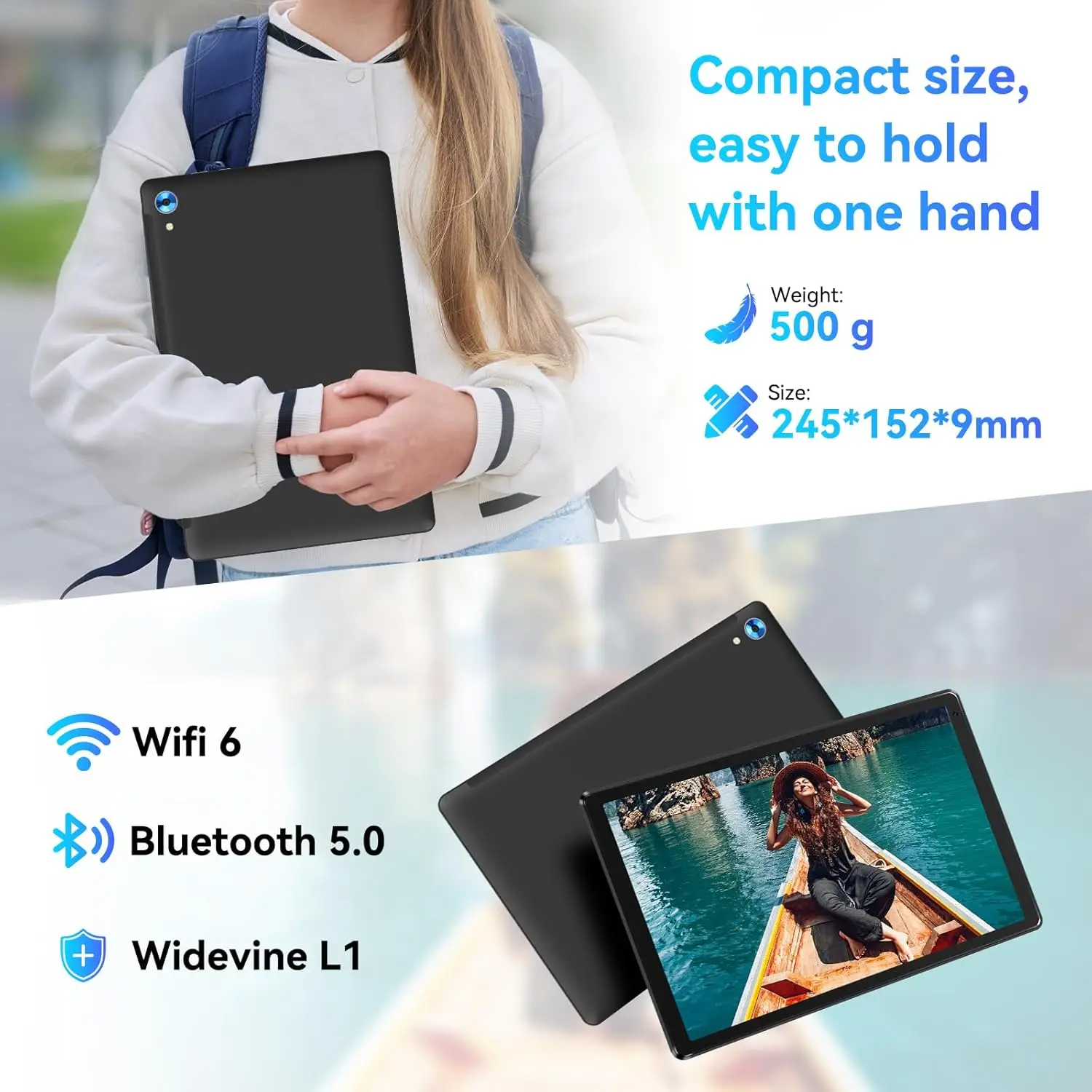 URAO C109 10 pouces tablette Android 15 tablette PC 24GB RAM 128GB ROM 1TB étendre le processeur octa-core Widevine L1 double caméra BT WiFi