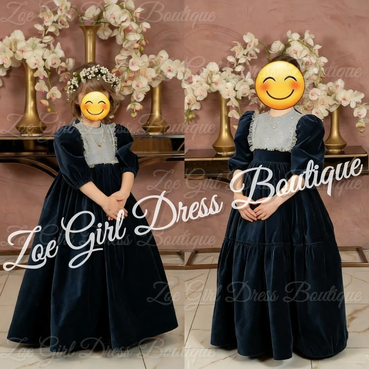 

Flower Girl Dresses For Wedding Half Sleeves Floor Length Girl Birthday Dresses for Photoshoot First Communion Gowns Customized