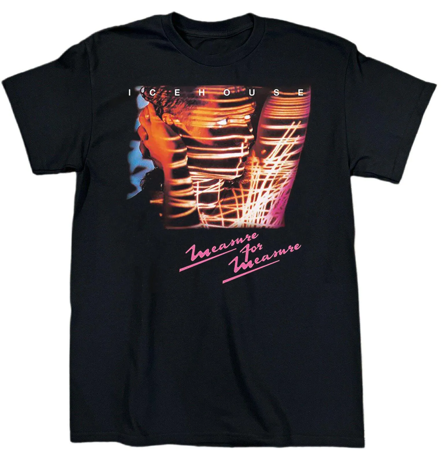 Vtg Icehouse Band Measure For Measure Cotton Black Full Size Unisex Shirt MM1407
