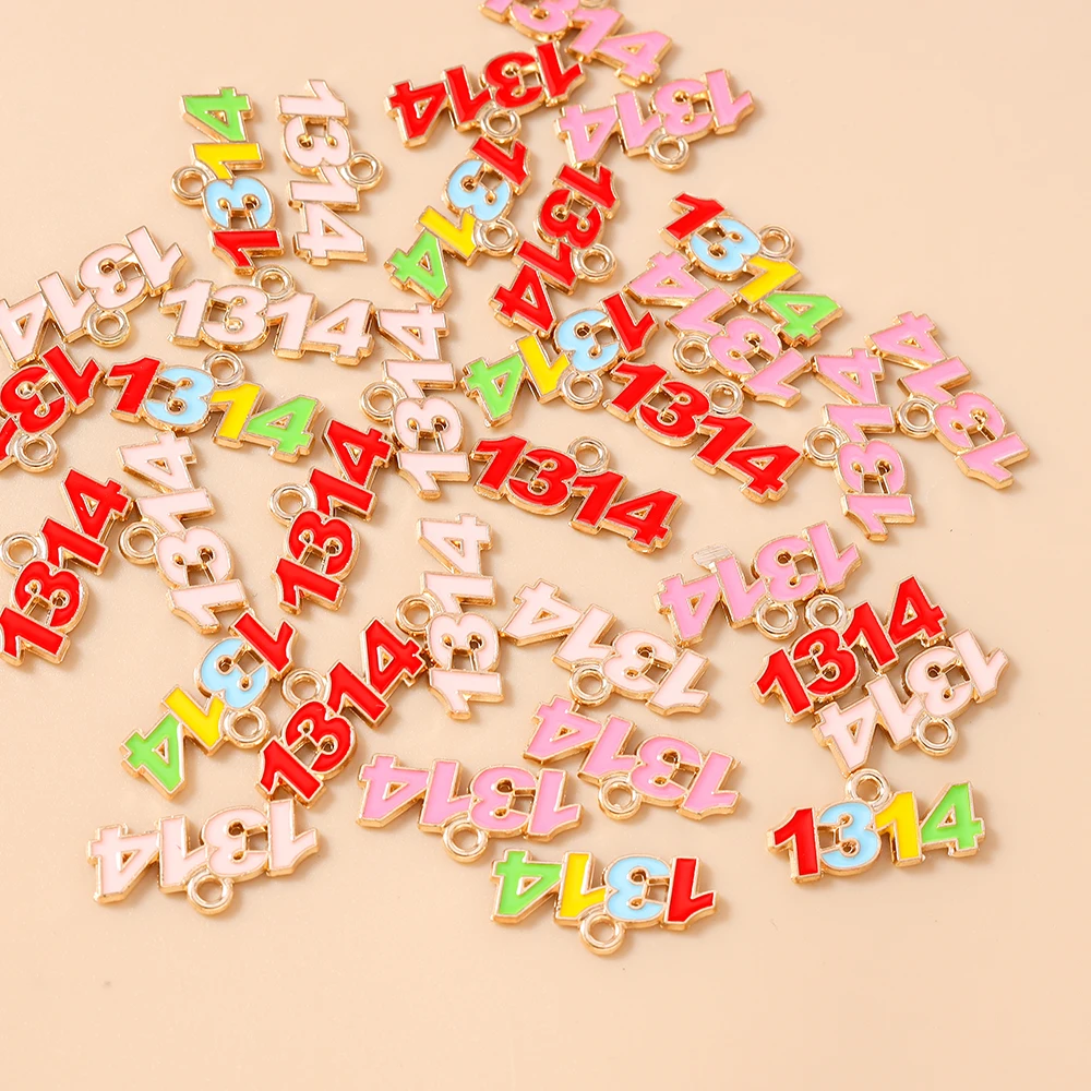 Leslie 20 Stück Niedliche Emaille-Zahlenanhänger 1314 für Schmuckherstellung, Halsketten, Ohrringe, DIY-Zubehör, Valentinstagsgeschenke – Detail 9