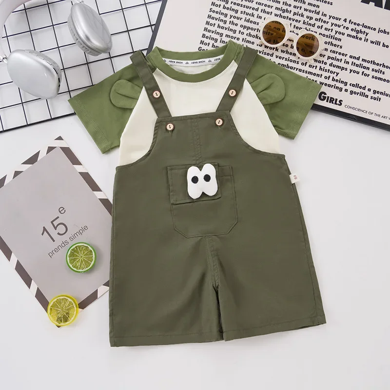 

New Summer Baby Girls Clothes Suit Children Boys Casual T-Shirt Overalls 2Pcs/Sets Kids Clothing Toddler Costume Infant Outfits