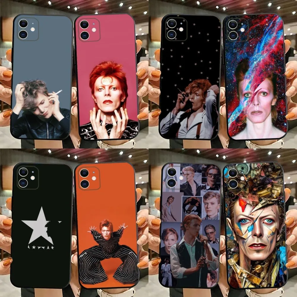 B-Bowies Singer Phone Case For iPhone 15,14,13,12,11,Plus,Pro Max,XS,X,XR,SE,Mini,8,7 Soft Silicone Black Cover