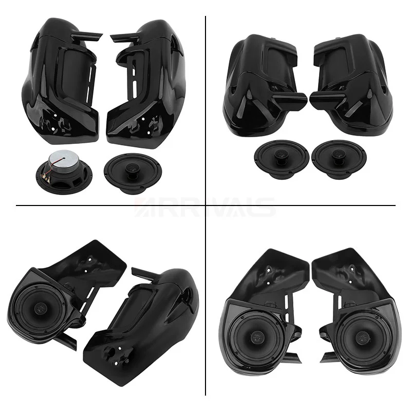 Motorcycle Vivid Black Lower Leg Warmer Vented Fairing Speaker Box For Harley Touring Road King Street Glide 1983-2013