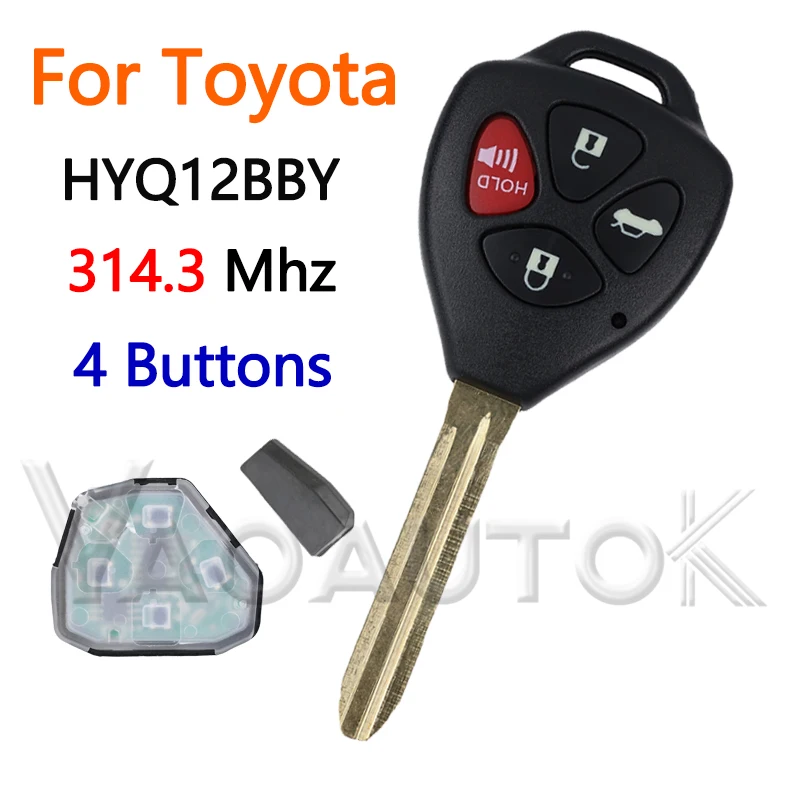 

4 кнопки для Toyota Camry Avalon Corolla Matrix RAV4 Yaris Venza tC/xA/xB/xC HYQ12BBY 314,4 МГц 4D 67 G чип автомобильный дистанционный ключ