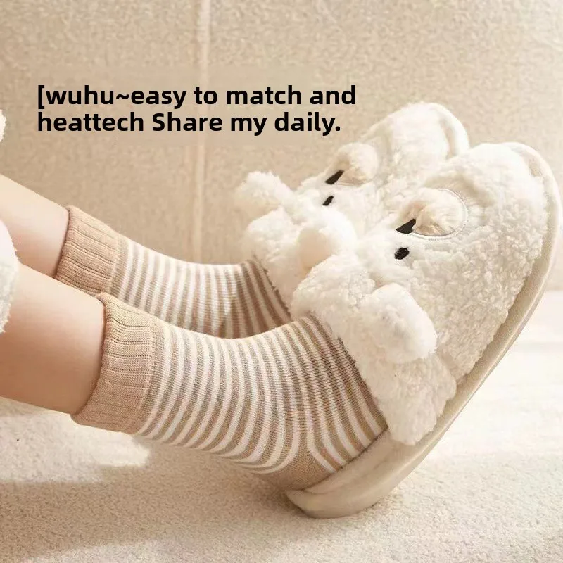 5 Paar Thermosocken für Kinder, mit Fleece gefüttert, dicke Wintersocken mit mittlerer Wade, gestreift, Unisex-Kleinkindsocken – Detail 6