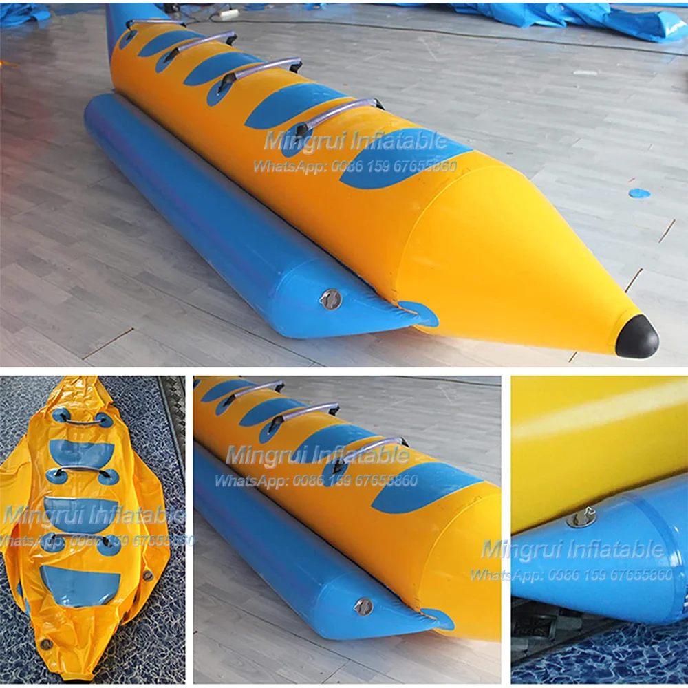 Tubo duplo inflável Banana Boat para o jogo do parque aquático, tubo rebocável de peixes voadores para praia aquática, 6 8 assento