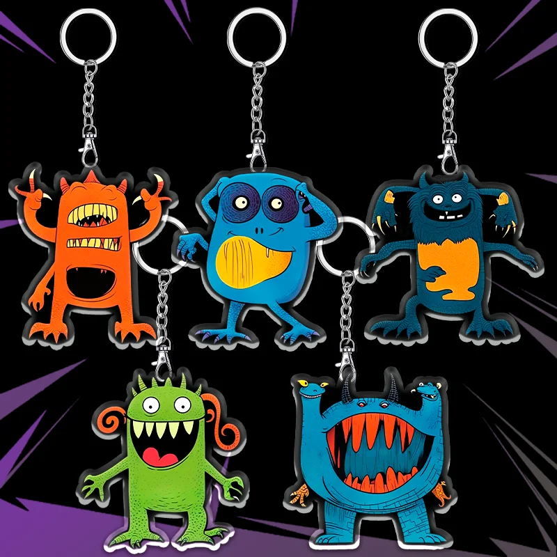 12cm Little Devil Acrylic Keychain Monster Acrylic Accessories Kids Gift Ugly Teeth Monster Toy Pendant Cartoon Creative Toy