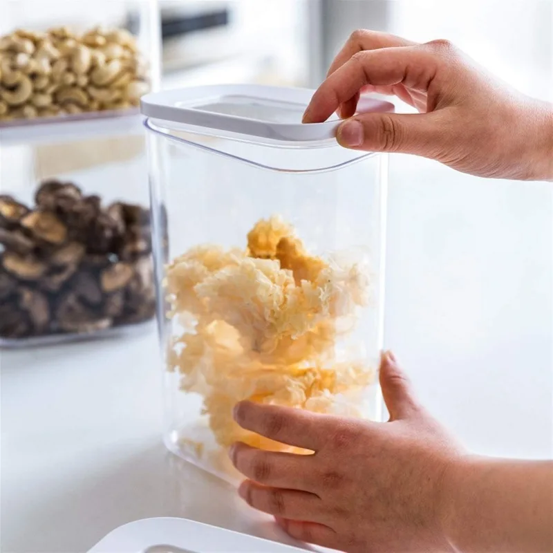 Clear Grain Container Transparent Food Cereal Box Sealed Rice Tank Air Tight Coffee Bean Storage Jar Organizer Kitchen Tools