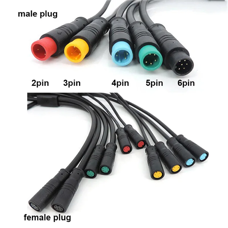 Cable de extensión de Sensor de velocidad para bicicleta eléctrica, conector macho y hembra, impermeable, línea M8, 2, 3, 4, 5, 6 y 8 pines