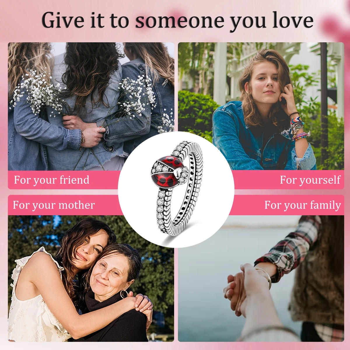 2024 New 925 Sterling Silver Original Ladybug Animal Rings for Women Luxury Zircon Simple Finger Rings Anniversary Jewelry Gifts image 5