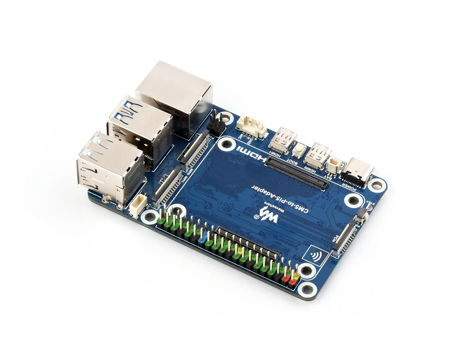 Waveshare CM5 To Pi 5 Adapter Board For Raspberry Pi 5, Alternative Solution for Raspberry Pi 5, Onboard Audio Header