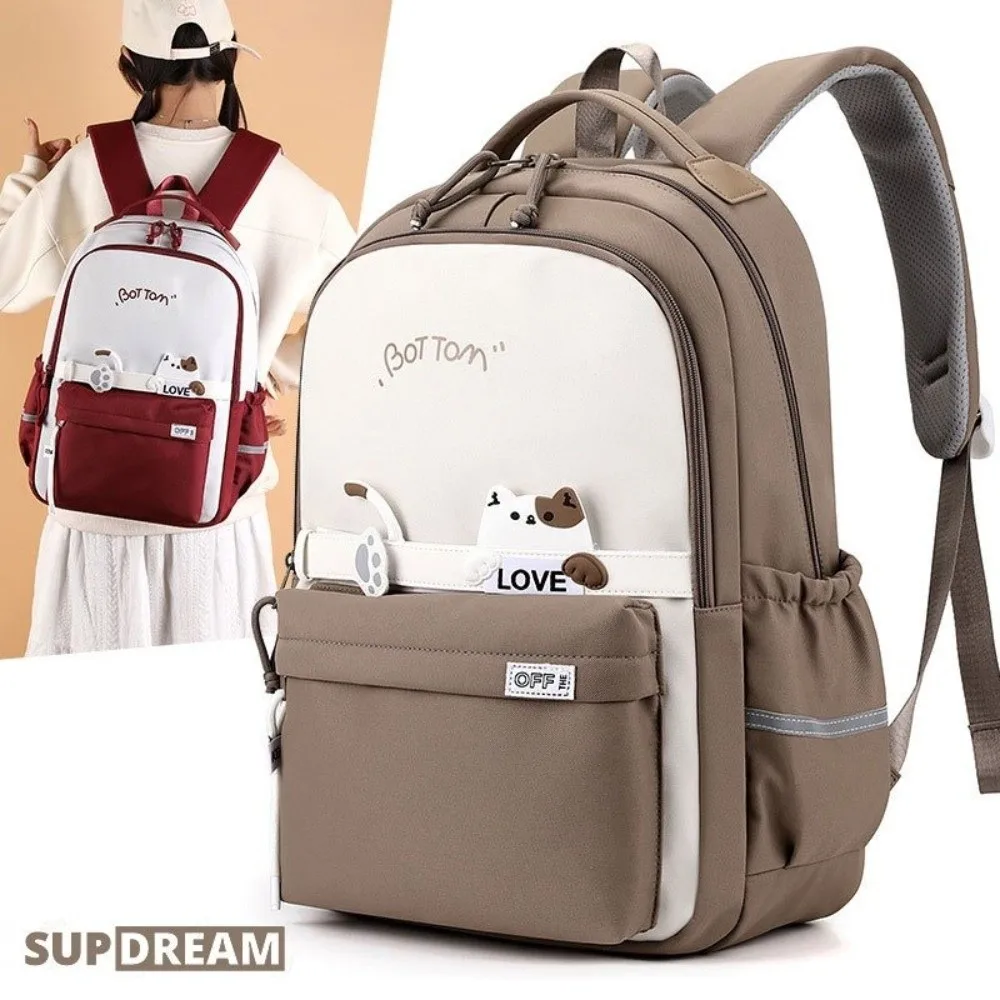 Waterproof Students School Backpack Large Capacity Nylon Lightweight Travel Bag Casual Multi Pocket Cartoon Shoulder Bag