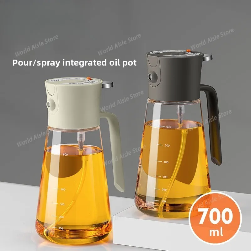 Multifunctional Spray Oil Bottle 700ml Spray and Automatically Open Pour Two-in-one Evenly Spray Anti-leak Oil Nozzle