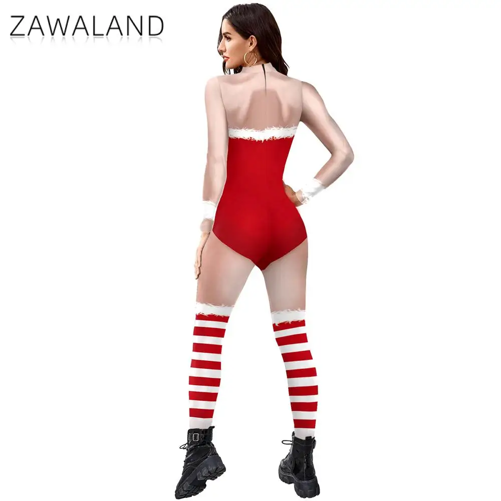 Women\'s Catsuit Christmas Cosplay Costume Zentai Bodysuit Carnival Jumpsuit Festival Party Clothes Suit 3D Printing Anime Dress