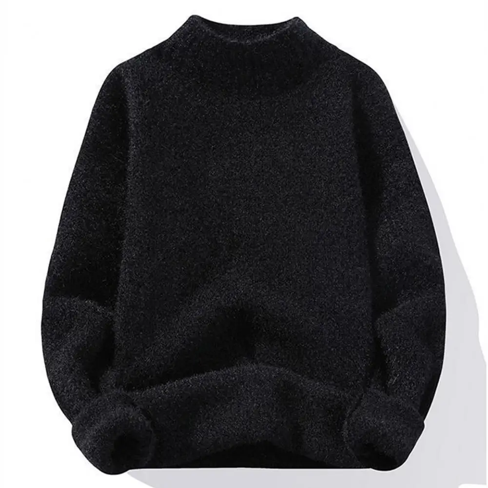 

Men Half Turtleneck Sweater Men's Winter Knitwear Collection Solid Color Sweaters Half High Collar Tops Thicker for Casual