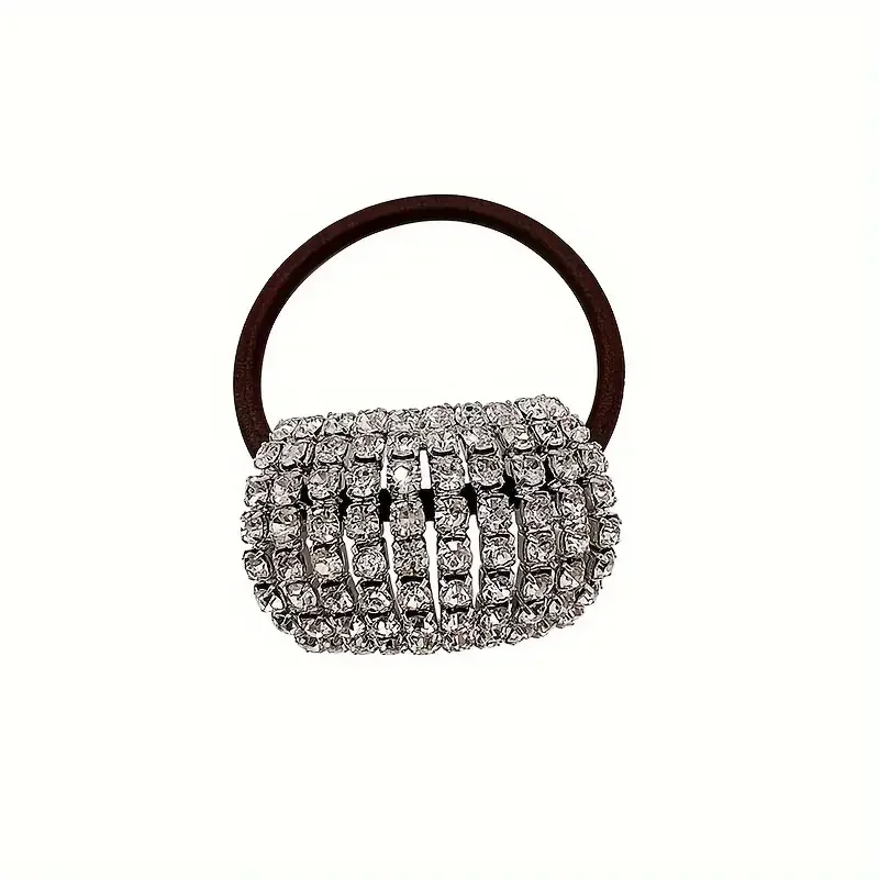 Sparkling rhinestone decoration hair ring elastic headband ponytail holder retro fashion hair clip for women and daily use