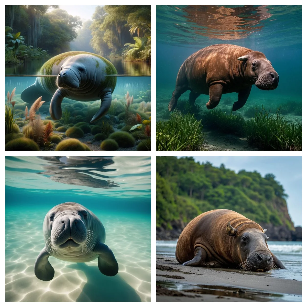 Gentle Manatees Wander the Sea 5D Diamond Painting marine life DIY Diamond Embroidery Home Wall Decor Children's room wall art