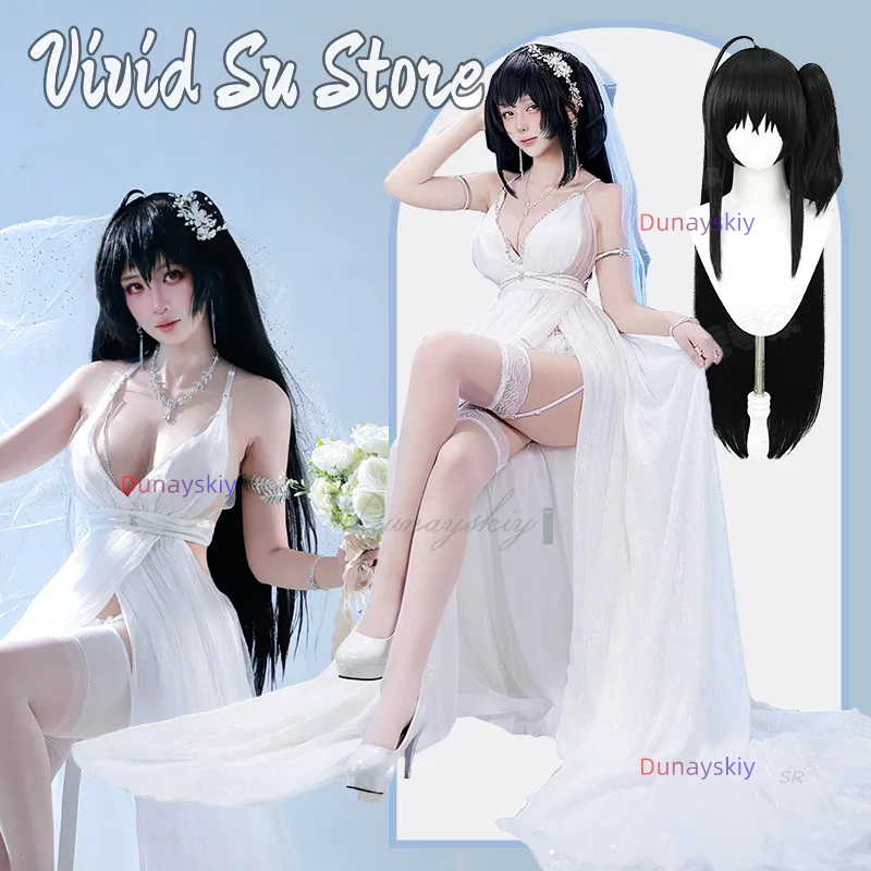 

IJN Taihō Свадебный косплейコス Rosen Game Azur Lane Wig Фата Свадебное платье Головной убор Хэллоуин Вечеринка для девочек Женщин