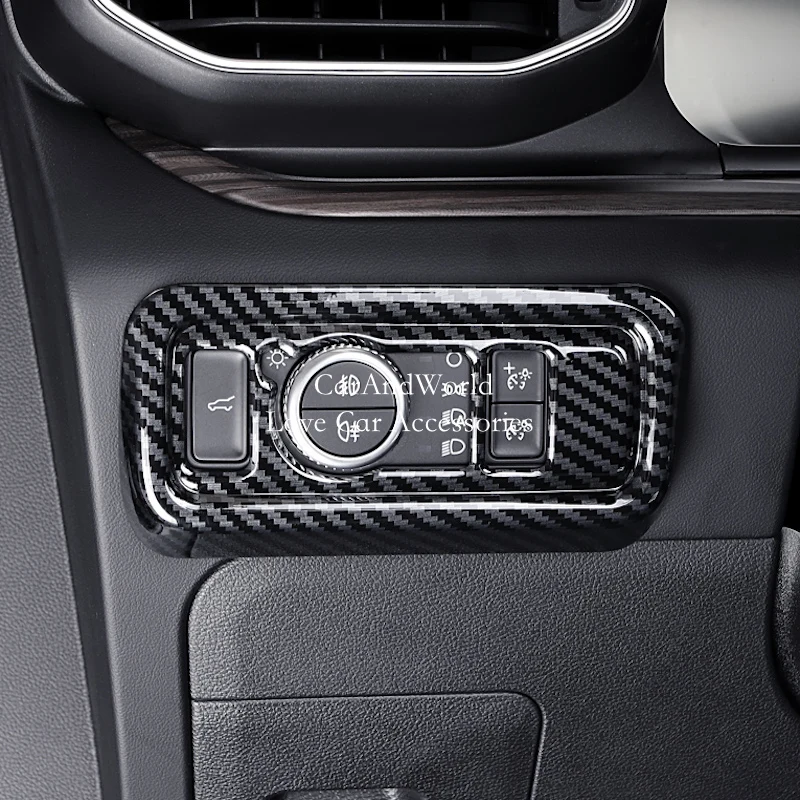 For Ford Explorer 2020-2026 Left Control Head Light Lamp Switch Button Frame Cover Trims Carbon Fiber Car Interior Accessories